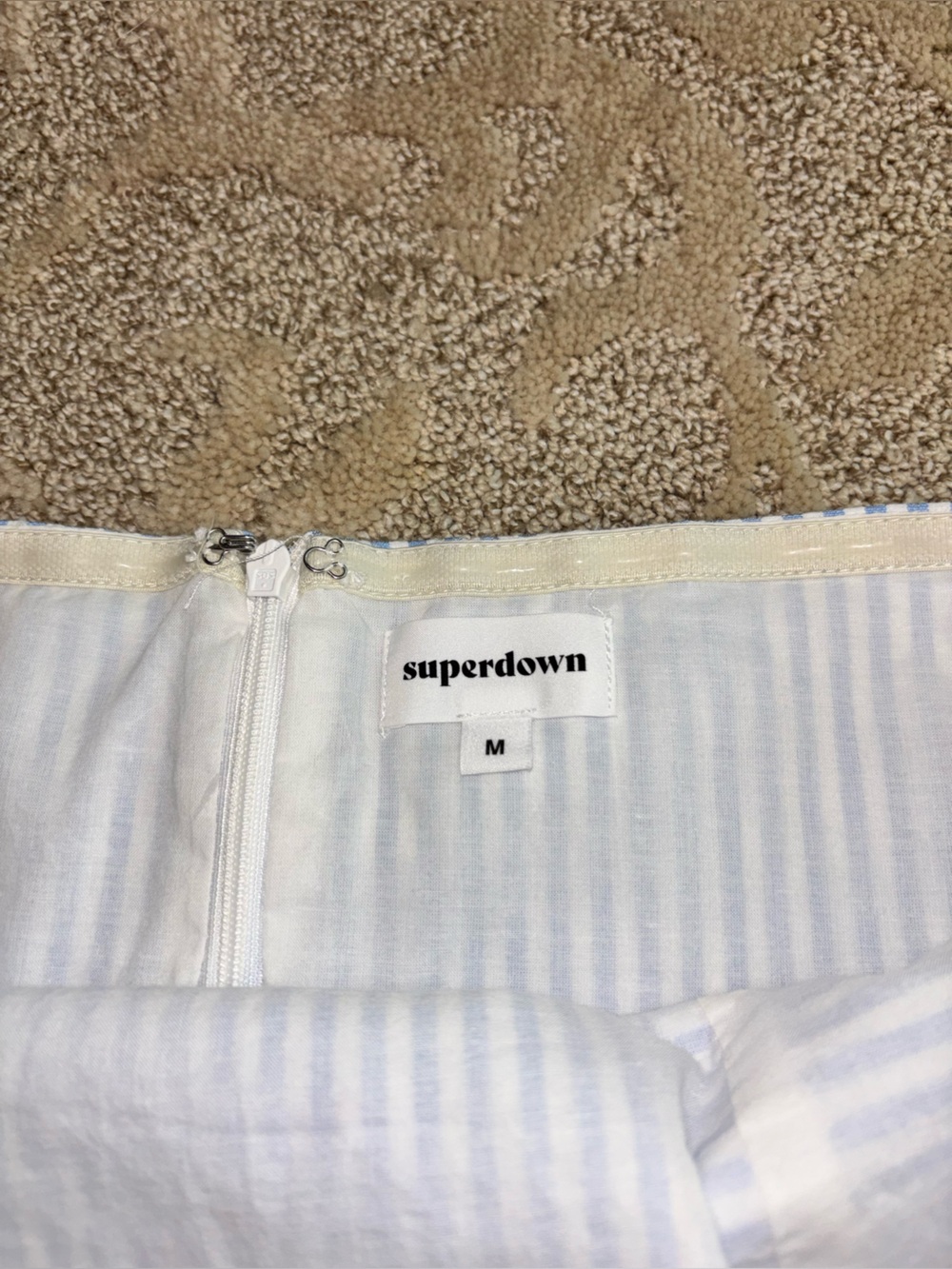 SUPERDOWN Light Blue Striped Ruffle Mini Dress - Picture 4 of 5